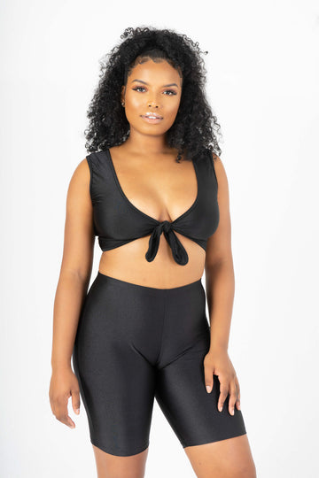 Pantalones cortos de ciclista de cintura alta negros